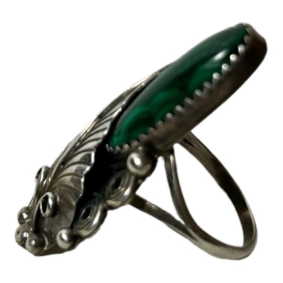Navajo Sterling Silver Malachite Southwestern Ring Sz7 - Picture 3 of 4
